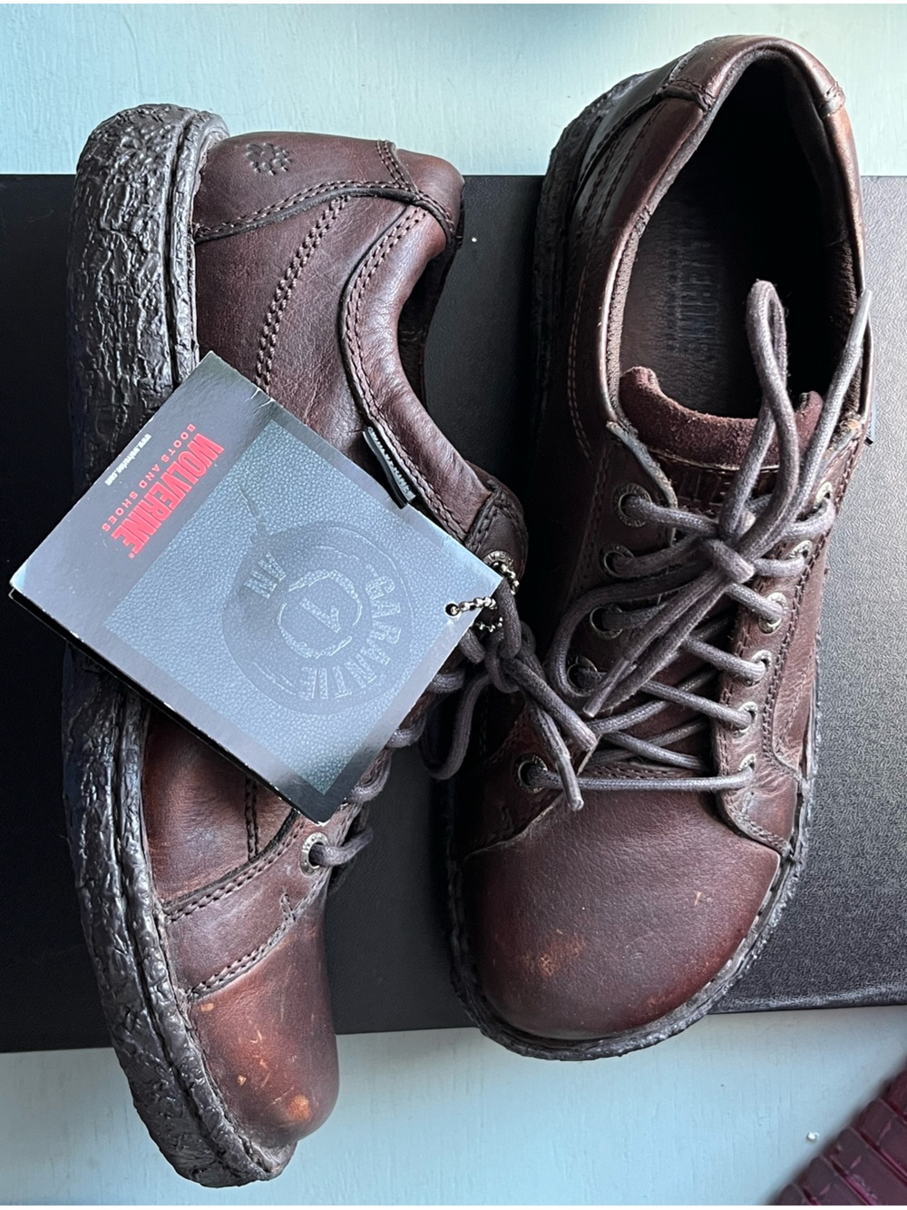 VINTAGE Y2K Wolverine Men's Brown Leather Chunky Oxfords NWT 7M (8.5 Women)